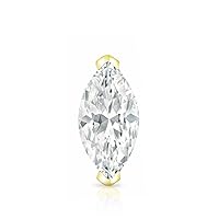 IGI Certified 14k Yellow Gold V-End Prong Marquise Cut Diamond SINGLE STUD Earring (3/4 cttw,G-H,SI1-SI2)