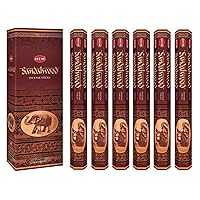 Incense Sandalwood, 120 Sticks in a Six Pack. HEM Brand, Hand Rolled in India. by Hem Incense