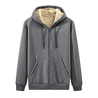 Heavyweight Hoodies For Men,Hoodies For Men Fleece Sweatshirt Full-Zip Thick Sherpa Lined Winter Warm Jacket