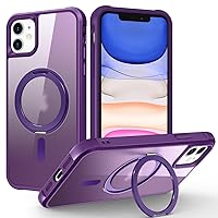 for iPhone 12/12 Pro Case with 360° Rotatable Magnetic Ring Stand [Compatible MagSafe] [Military Grade Protection] Translucent Matte iPhone 12/12 Pro Phone Cases for Women Men 6.1'', Purple