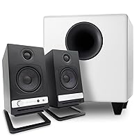 Audioengine HD3 Black Home Music System with S8 White Subwoofer and DS1M Stands