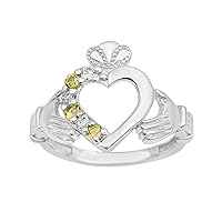 2MM Heart Shape Natural Peridot Gemstone 925 Sterling Silver Irish Claddagh Ring