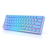 HK GAMING GK61 Mechanical Gaming Keyboard - 61 Keys Multi Color RGB Illuminated LED Backlit Wired Programmable for PC/Mac Gamer (Gateron Optical Red, Blue)