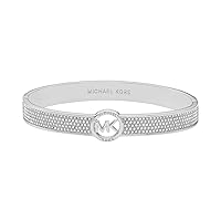 Michael Kors Brass MK Logo Chain Bracelet for Women, Color: Silver (Model:  MKJ7744040)