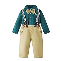 CHICTRY Toddler Baby Boys 4 Pieces Party Outfits Gentleman Formal Suit Bow Tie Dress Shirt + Vest + Pant Set