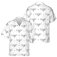Cute Angel Heart Black and White Hawaiian Shirt S-5XL, Valentine Gift Shirt, Couple Lover Shirt