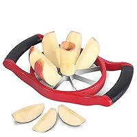 Newness Apple Slicer Corer, 8-Slice [Large Size] Premium Apple Slicer Corer, Cutter, Divider, Wedger, Stainless Steel Easy Grip Fruit Slicer with Sharp Blade for Apples, Pears and More, Red