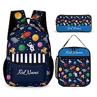Custom Rockets Planet Astronaut Kids Backpack for Girls Boys Personalized 3Pcs School Bag with Lunch Bag Pencil Bag Customization Bookbag Set