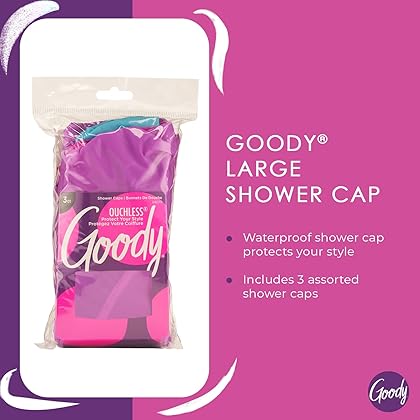 Goody Styling Essentials Shower Cap, 3 Count - Protect Your Hairstyle While Remaining Comfortable - Made With Durable And Waterproof Materials - Hair Accessories For Men, Women, Boys, And Girls