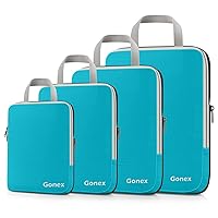 Gonex Compression Packing Cubes, 4pcs Expandable Storage Travel Luggage Bags Organizers (Blue)