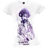 Old Glory Jimi Hendrix - Purple Haze Juniors T-Shirt Small White