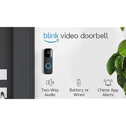 Blink Video Doorbell | Two-way audio, HD video, motion and chime app alerts and Alexa enabled — wired or wire-free (Black)