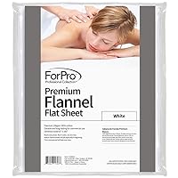 ForPro Premium Flannel Flat Sheet – Wrinkle-Resistant Massage Sheet - White