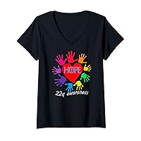 Womens HOPE 22q awareness , diGeorge syndrome ,funny design 22q . V-Neck T-Shirt