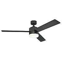 Westinghouse Lighting 7205900 Alta Vista, Modern LED Ceiling Fan with Light and Remote Control, 52 Inch, Matte Black Finish, Opal Frosted Glass