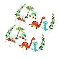 ERINGOGO 6 Sets 42pcs Cake Insert Dino Birthday Cake Decor Cake Decorating Supplies for Beginners Animal Cupcake Toppers Birthday Party Food Decor Para Child Wooden Top Hat Mori Department