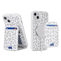 Ｈａｖａｙａ for iPhone 15 Plus Case magsafe Compatible iPhone 15 Plus Case Wallet with Card Holder Detachable Magnetic Leather Phone Cover for Women and Men-White Leopard Print
