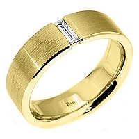 14k Yellow Gold Mens Solitaire Baguette Cut Diamond Ring .25 Carats