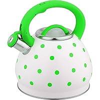 Coffee Pots 3L Round Wave Dot Pattern Large Capacity Domestic Stainless Steel Whistle Sound Water Boiling Coffee Pot (Color : Green)