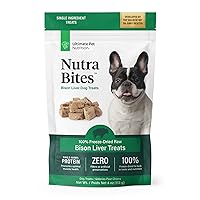 Nutra Bites Freeze Dried Raw Single Ingredient Training Treats Food Topper for Dogs, 4 Ounces, Bison Liver
