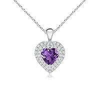 925 Starling Silver Amethyst Heart-Shape Vintage Pendant With 18