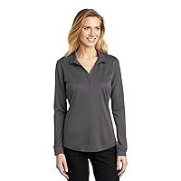 Port Authority Ladies Silk Touch Long Sleeve Polo L540LS 4XL Steel Grey