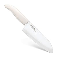 Kyocera Revolution Series Ceramic Santoku, Chef Knife for Your Cooking Needs, 5.5”, White Handle and White Blade