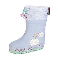Boys Girls Snow Rain Boots Rubber Insulated Waterproof Winter Warm Boots for Kids Outdoor Mud Boots Rain Shoes with Adjustable Closure