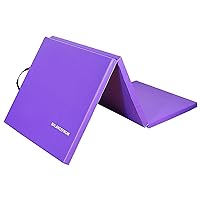 Signature Fitness Three Fold Folding Exercise Mat with Carrying Handles for MMA, Gymnastics and Home Gym Protective Flooring, 1.5-Inch Thick, Multiple Colors