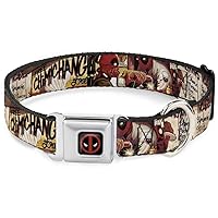 Buckle-Down Dog Collar Seatbelt Buckle Deadpool Kills Deadpool 2 Cover Dynamite Chimichanga 15 to 26 Inches 1.0 Inch Wide, Multicolor (DC-WDP030-L)
