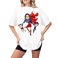 My Mom is My Super Hero Upload Photo T Shirt, Personalized Photo T-Shirt, Gifts for Mom Mother from Son Daughter, Customize Your Image & Text & Photo, Gifts for Mother's Day Multicolor