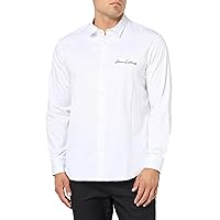 A｜X ARMANI EXCHANGE Men's Long Sleeve Signature Logo Button Down Shirt. Regular Fit