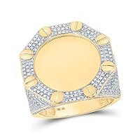 The Diamond Deal 10kt Yellow Gold Mens Round Diamond Memory Circle Ring 1-5/8 Cttw