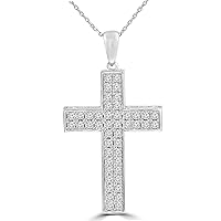 1.61 ct t.w. Round Cut Diamond Cross Pendant Necklace (Color G Clarity SI-1) in 14 kt Gold