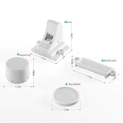 Vmaisi Adhesive Magnetic Cabinet Locks (12 Locks and 2 Keys)