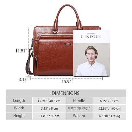BOSTANTEN Leather Briefcase Shoulder 15.6 Inch Laptop Business Vintage Slim Messenger Bags for Men & Women Brown