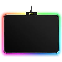 Hcman RGB Gaming Mouse Pad, Small Mousepad 340×245×3mm, PC Gaming Accessories LED Mouse Mat for Desk, Mouse Pads for Computer Gamer - Black