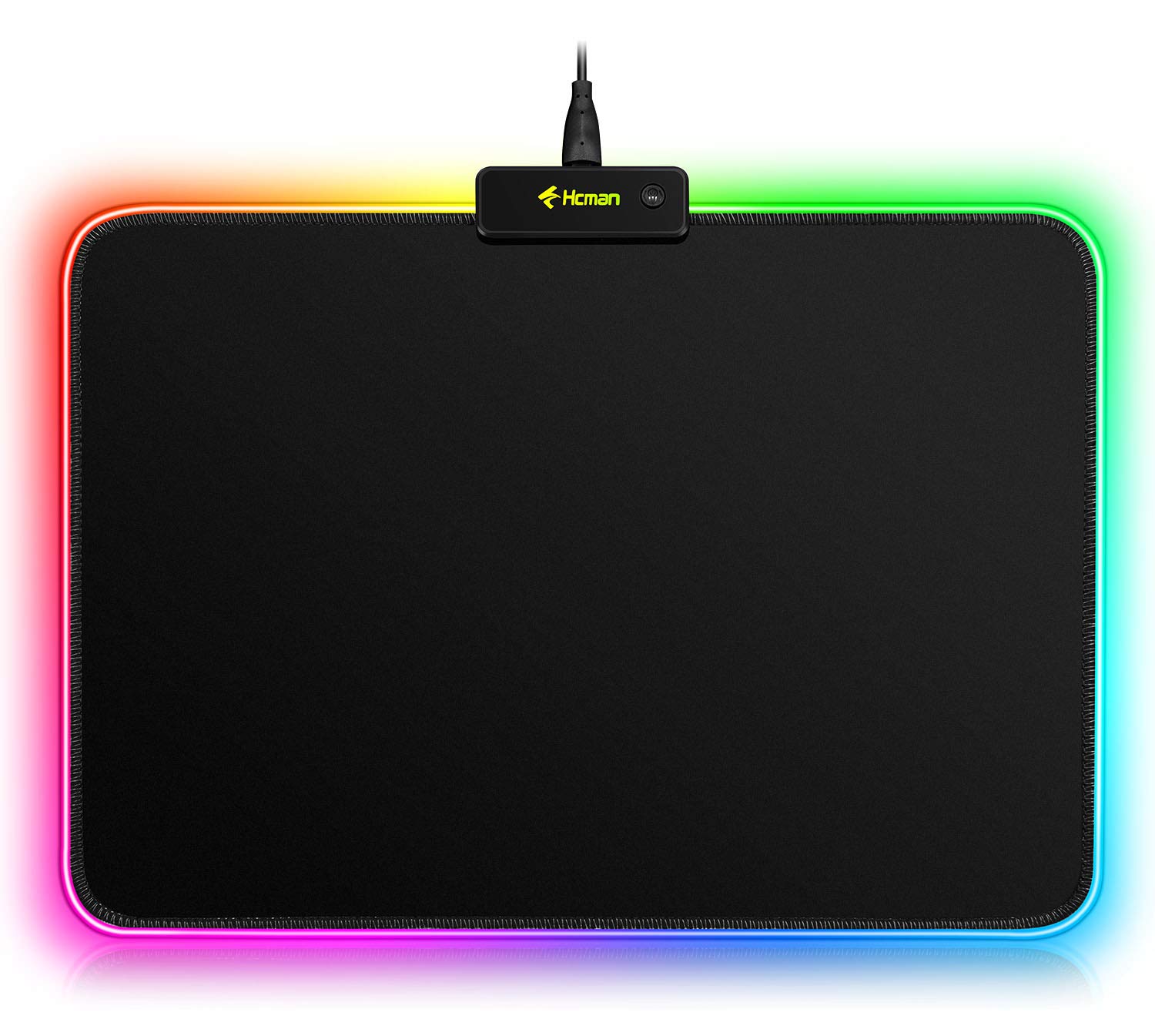 Hcman RGB Gaming Mouse Pad, Small Mousepad 340×245×3mm, PC Gaming Accessories LED Mouse Mat for Desk, Mouse Pads for Computer Gamer - Black