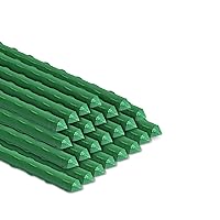 BOTINDO Garden Stakes 48 Inches Sturdy Green Plant Sticks 25 Pack, Metal Tomato Stakes Support, Yard Plant Support Cage for Potted Plants, Tomatoes, Trees, Cucumber, Fences, Beans (48 inch)