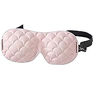 Bucky Ultralight Comfortable Contoured Travel and Sleep Eye Mask, Pink Scallop, One Size (5824)
