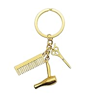 Hairdresser Hair Dryer/Scissor/Comb Charm Pendant Keychain Keyring, Perfect for Salon Owner Hair Stylist Jewelry Gift Graduation Gift
