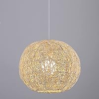Vintage Globe Rattan Lamp,Hand Made Bamboo Dining Room Light,Wicker Lighting Fixtures Ceiling,Adjustable Height Restaurant Light