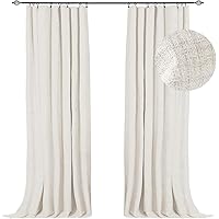 100% Blackout Shield Blackout Curtains for Bedroom 108 inch Length 2 Panels Set, Clip Rings/Rod Pocket Faux Linen Blackout Curtains, Thermal Insulated Curtains for Living Room, Beige, 50Wx108L