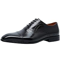 Mens Brogue Lace-up Genuine Leather Fashion Oxford Comfort Budiness Wedding Formal Shoes Derby Black Brown Tan