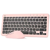 Rii RKM709 2.4 Gigahertz Ultra-Slim Wireless Keyboard and Mouse Combo, Multimedia Office Keyboard for PC, Laptop and Desktop,Business Office(Pink)
