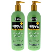ShiKai Borage Therapy Dry Skin Lotion Moisturizer (16oz, Pack of 2) Unscented Skincare | Hydrating Lotion for Dry Hands & Body | With Oatmeal, Shea