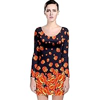 CowCow Womens Casual Dresses Brown Pattern Fallen Autumn Warm Shades Leaves Long Sleeve Velvet Bodycon Dress