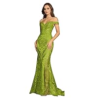 Smileven Women's Mermaid Sequin Prom Dresses Long Off Shoulder Formal Evening Party Gowns