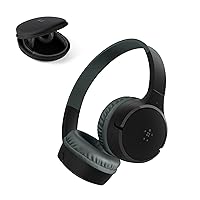 SoundForm Mini - Wireless Bluetooth Headphones for Kids with 30H Battery Life, 85dB Safe Volume Limit, Built-in Microphone - Kids On-Ear Earphones for iPhone, iPad, & More - Black w/ Case