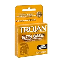Trojan Stimulations Ultra Ribbed Lubricated Latex Condoms-3 ct (Pack of 3)